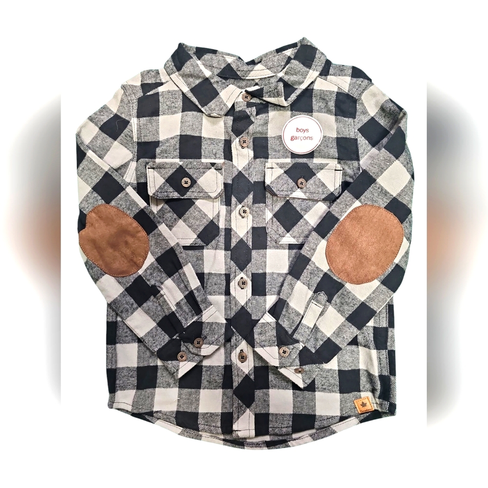 Canadiana Plaid Button Down Shirt Kids Boys 4T